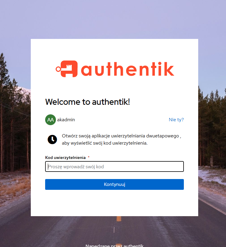 Sukces logowania MFA za pomocą tokenu